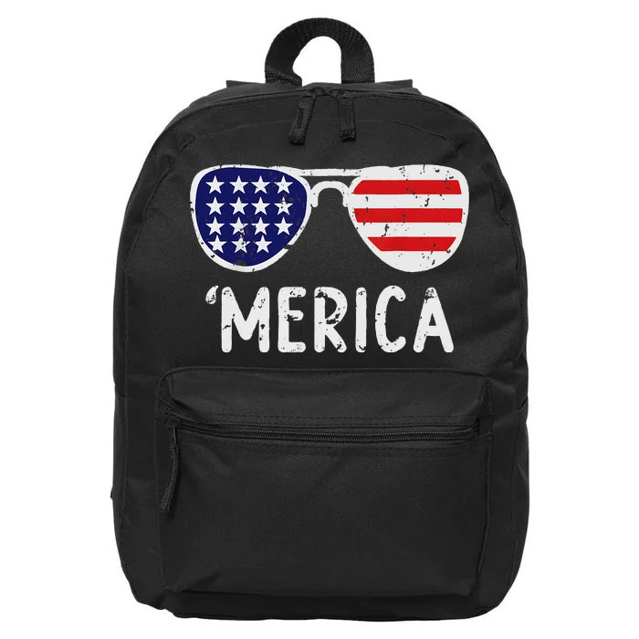 Merica Flag Sunglasses Patriotic 4th of July 16 in Basic Backpack