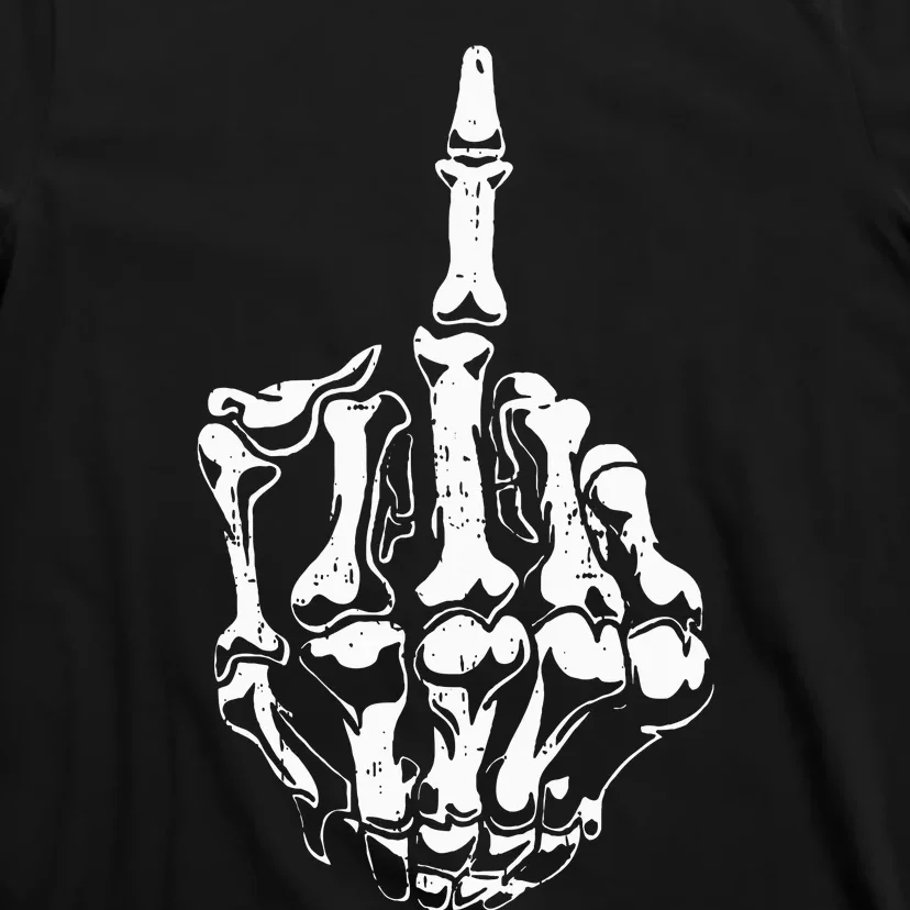 Middle Finger Skeleton Hand Halloween Costume for Adults T-Shirt