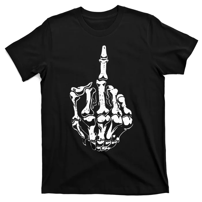 Middle Finger Skeleton Hand Halloween Costume for Adults T-Shirt