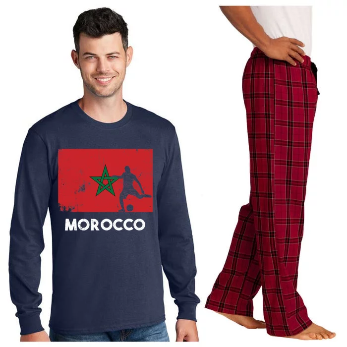 Morocco Flag Soccer Football Jersey Morocco Fan Long Sleeve Pajama Set