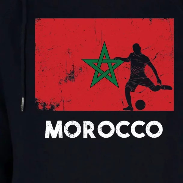 Morocco Flag Soccer Football Jersey Morocco Fan Womens Funnel Neck Pullover Hood