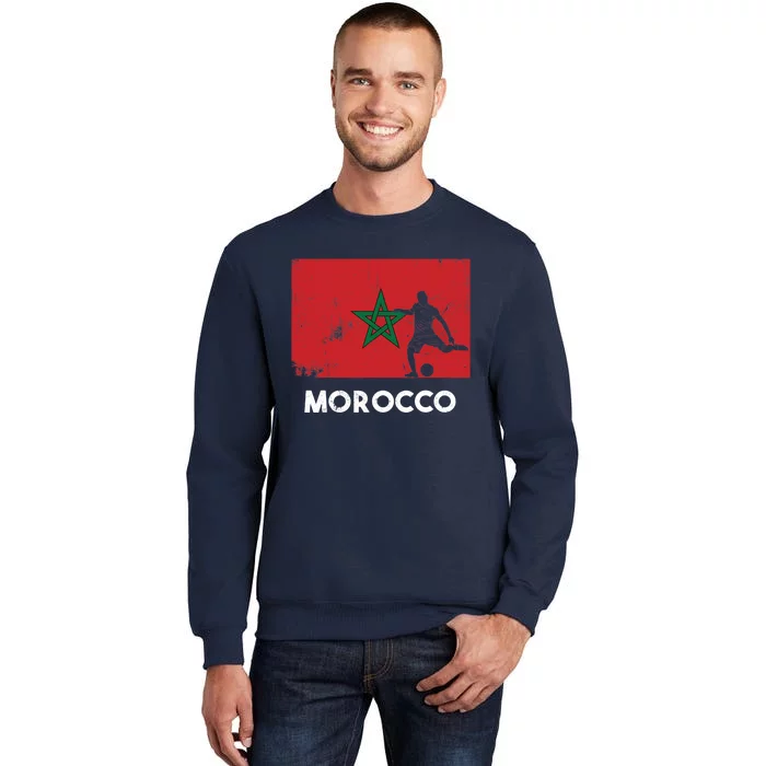 Morocco Flag Soccer Football Jersey Morocco Fan Tall Sweatshirt