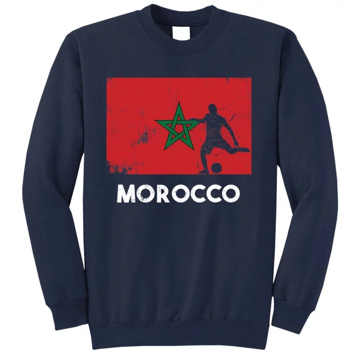 Morocco Flag Soccer Football Jersey Morocco Fan Tall Sweatshirt