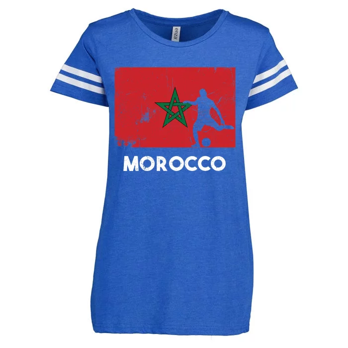 Morocco Flag Soccer Football Jersey Morocco Fan Enza Ladies Jersey Football T-Shirt