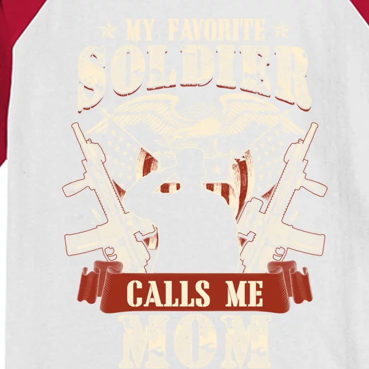 My Favorite Soldier Calls Me Mom Proud Army Family Meaningful Gift Kids Colorblock Raglan Jersey