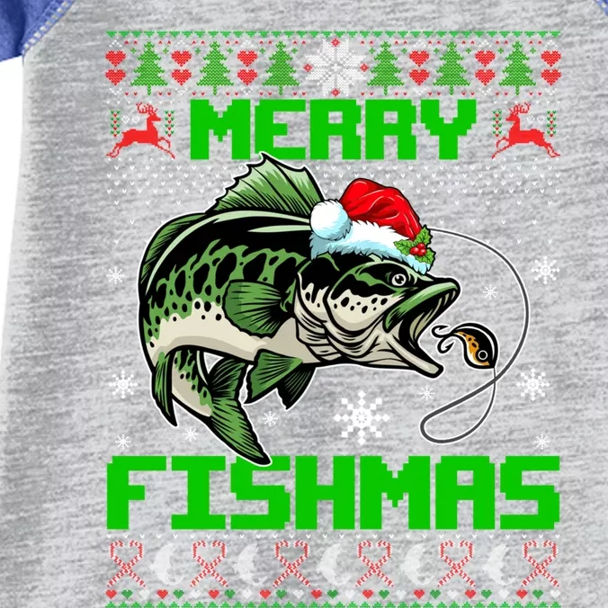 Merry Fishmas Santa Bass Fish Christmas Fishing Ugly Sweater Meaningful Gift Infant Baby Jersey Bodysuit