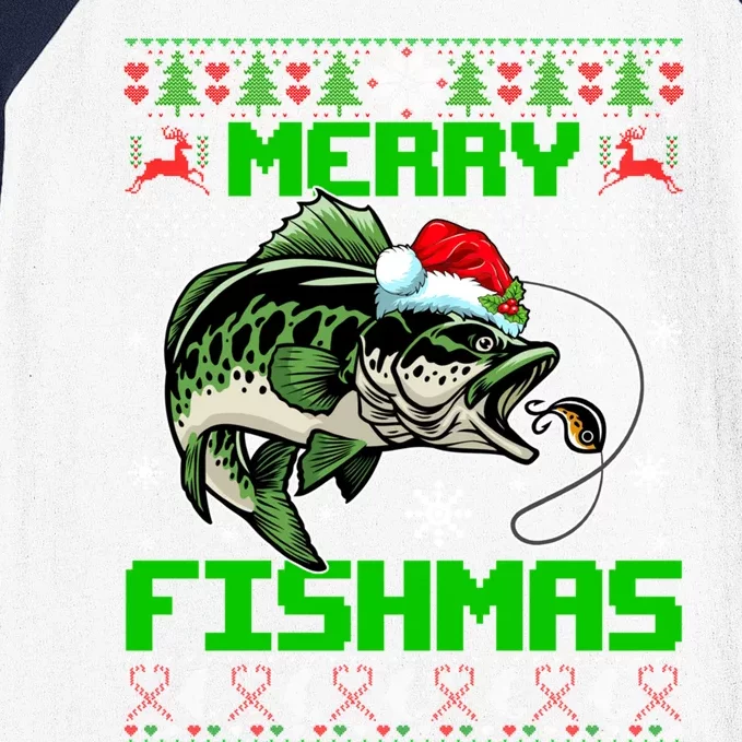 Merry Fishmas Santa Bass Fish Christmas Fishing Ugly Sweater Meaningful Gift Baseball Sleeve Shirt