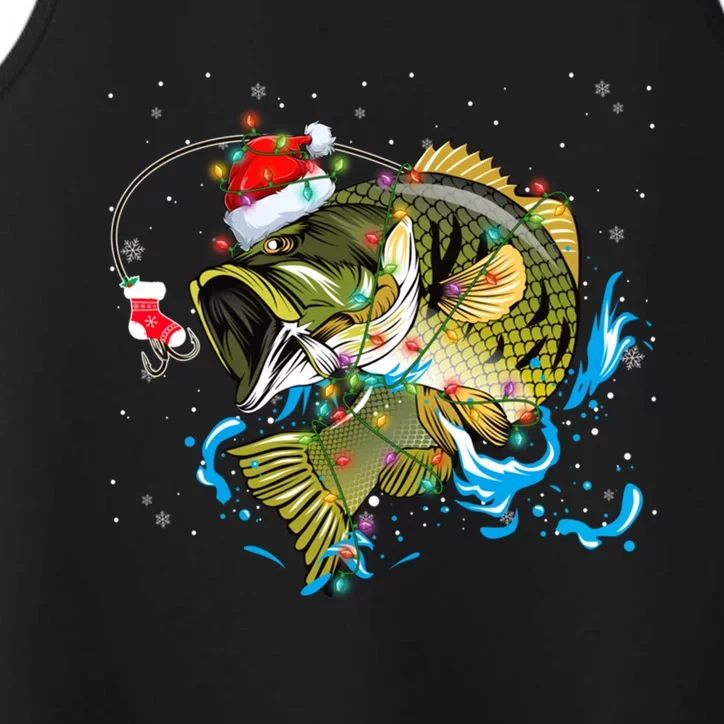 Merry Fishmas Santa Fishing Rods Christmas Tree Lights Xmas Gift Performance Tank