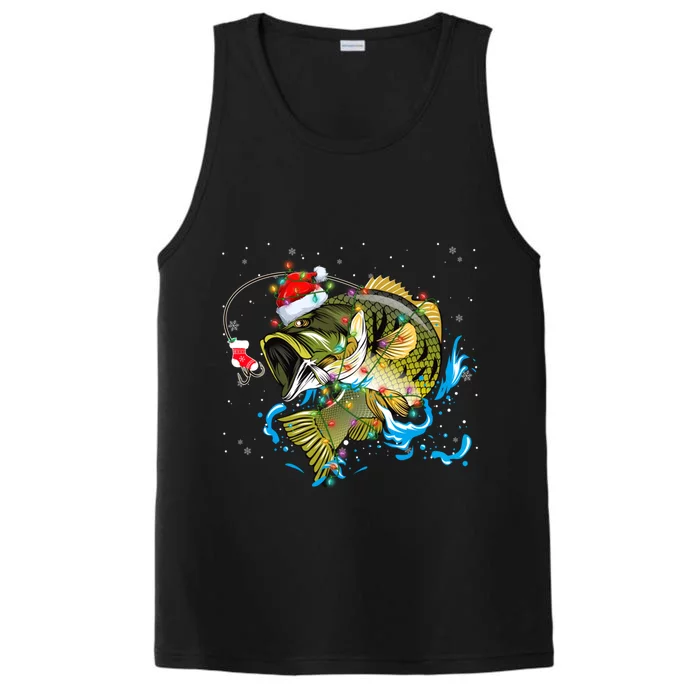 Merry Fishmas Santa Fishing Rods Christmas Tree Lights Xmas Gift Performance Tank