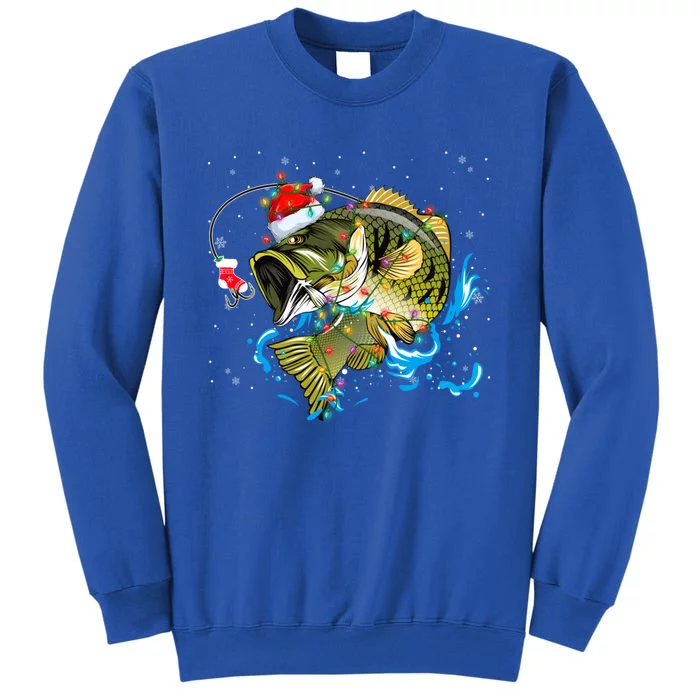 Merry Fishmas Santa Fishing Rods Christmas Tree Lights Xmas Gift Sweatshirt