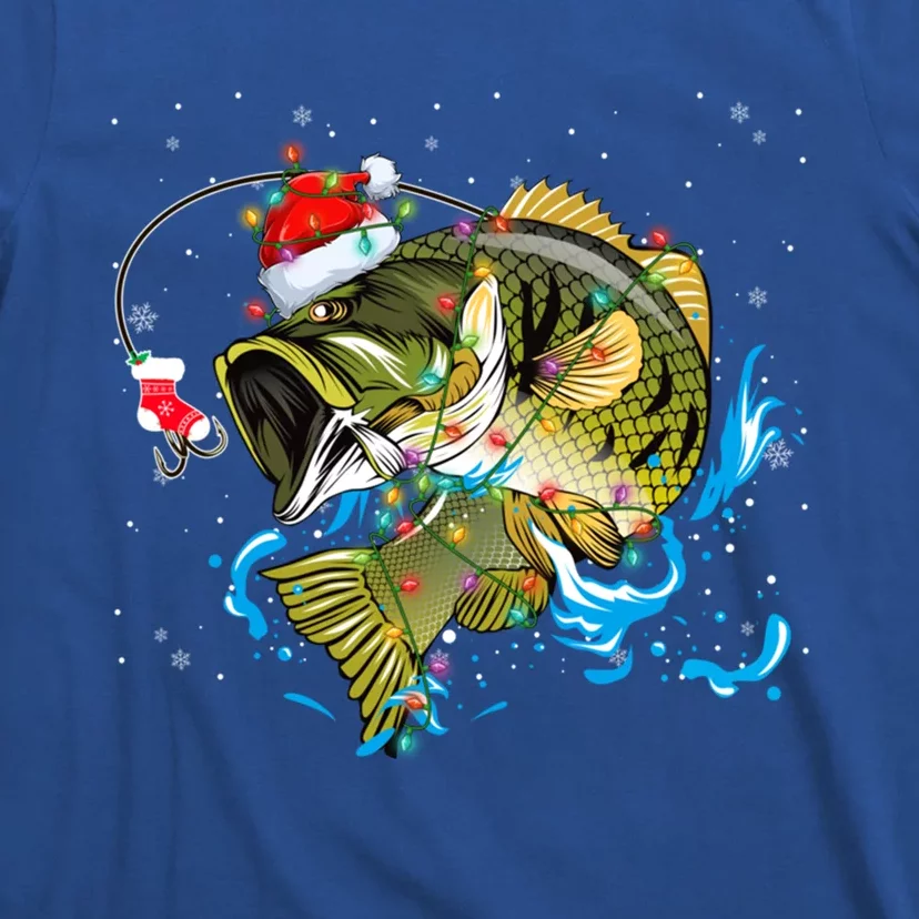 Merry Fishmas Santa Fishing Rods Christmas Tree Lights Xmas Gift T-Shirt