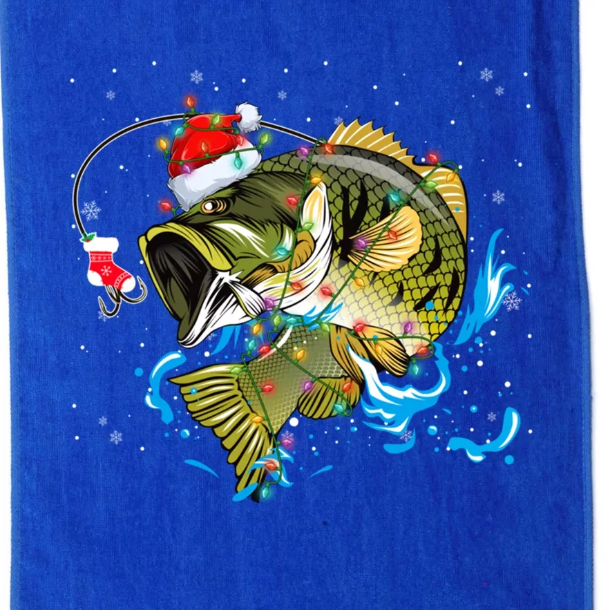 Merry Fishmas Santa Fishing Rods Christmas Tree Lights Xmas Gift Platinum Collection Golf Towel