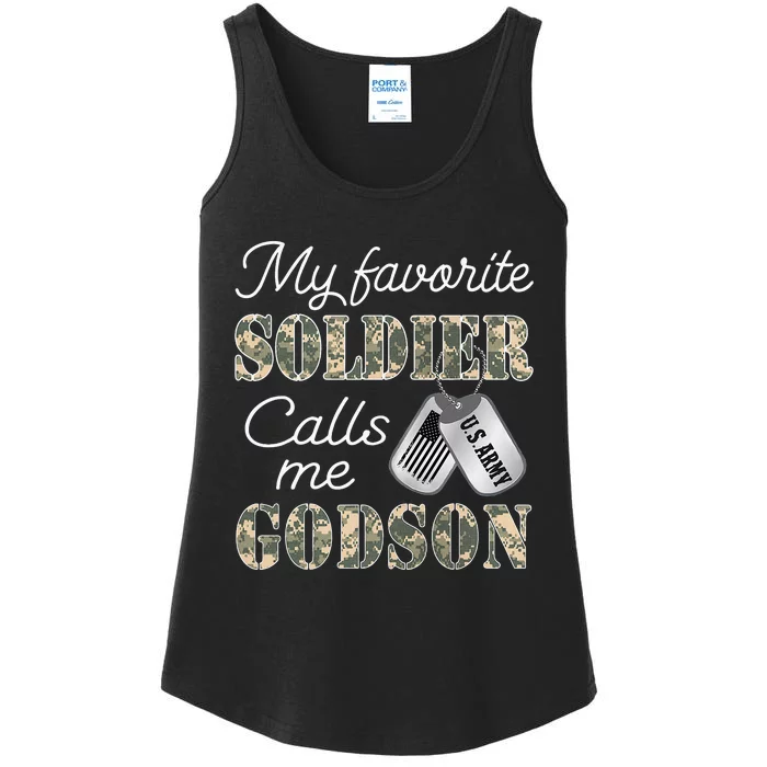 My Favorite Soldier Calls Me Godson Army Graduation Godson Ladies Essential Tank