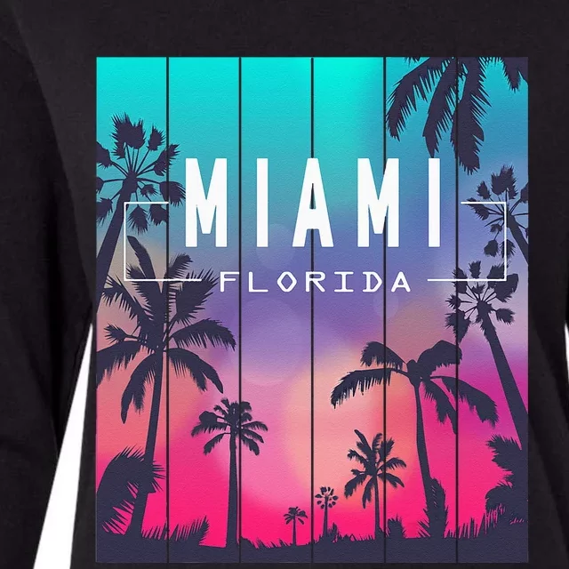 Miami Florida Sunset I Love Miami Beach Souvenir Womens Cotton Relaxed Long Sleeve T-Shirt