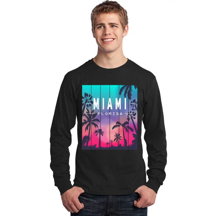 Miami Florida Sunset I Love Miami Beach Souvenir Tall Long Sleeve T-Shirt