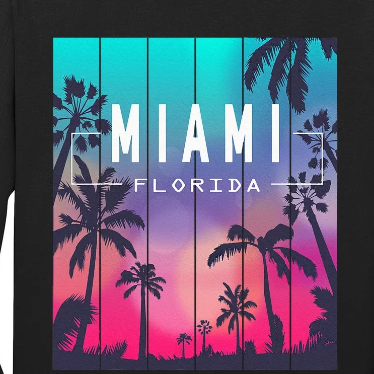 Miami Florida Sunset I Love Miami Beach Souvenir Tall Long Sleeve T-Shirt