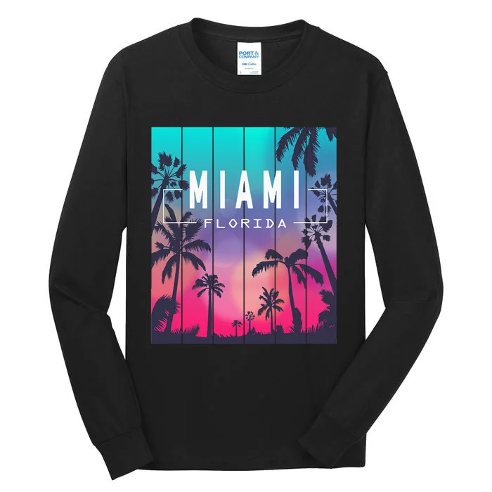 Miami Florida Sunset I Love Miami Beach Souvenir Tall Long Sleeve T-Shirt