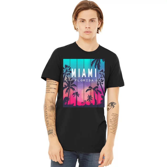 Miami Florida Sunset I Love Miami Beach Souvenir Premium T-Shirt