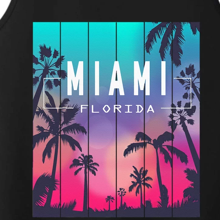 Miami Florida Sunset I Love Miami Beach Souvenir Performance Tank