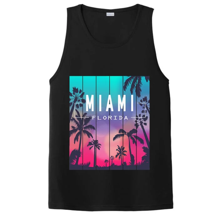 Miami Florida Sunset I Love Miami Beach Souvenir Performance Tank