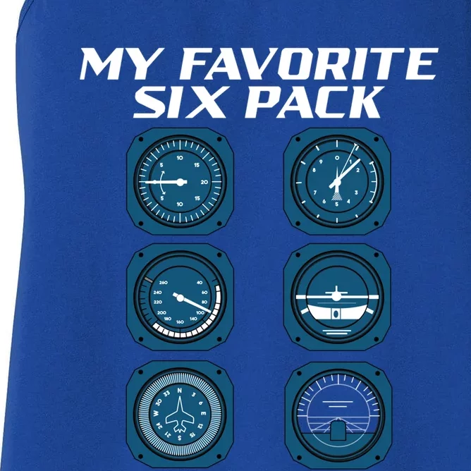 My Favorite Six Pack Navigation Aeroplane Aircraft Sky Pilot Meaningful Gift Women's Racerback Tank