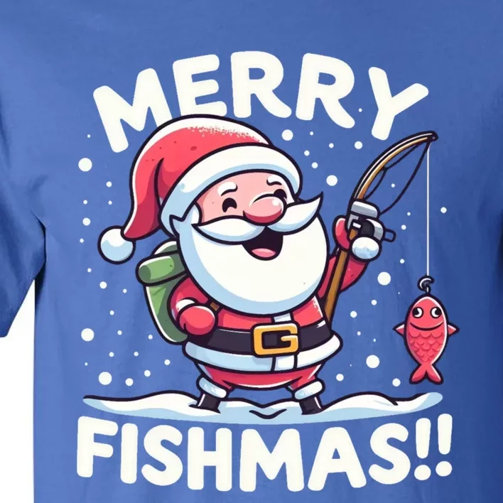 Merry Fishmas SantaS Christmas Camping And Fishing Frenzy Gift Tall T-Shirt