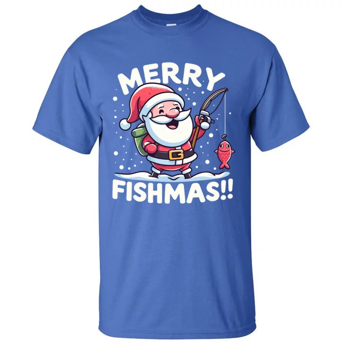 Merry Fishmas SantaS Christmas Camping And Fishing Frenzy Gift Tall T-Shirt