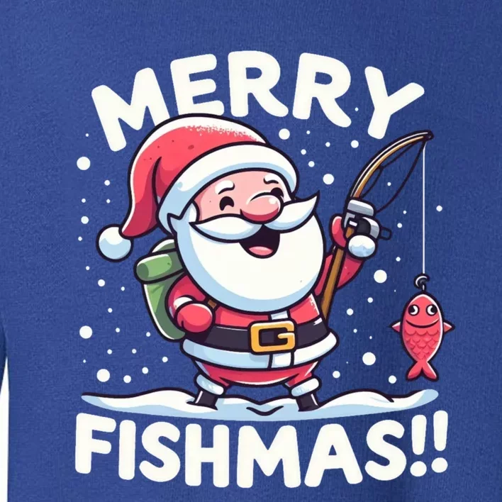 Merry Fishmas SantaS Christmas Camping And Fishing Frenzy Gift Toddler Sweatshirt