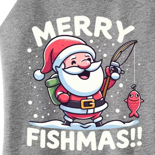 Merry Fishmas SantaS Christmas Camping And Fishing Frenzy Gift Women’s Perfect Tri Rocker Tank