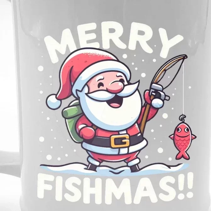 Merry Fishmas SantaS Christmas Camping And Fishing Frenzy Gift Front & Back Beer Stein