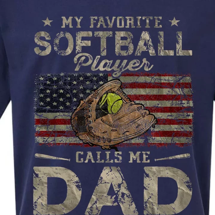 My Favorite Softball Player Calls Me Dad FatherS Day Daddy Sueded Cloud Jersey T-Shirt