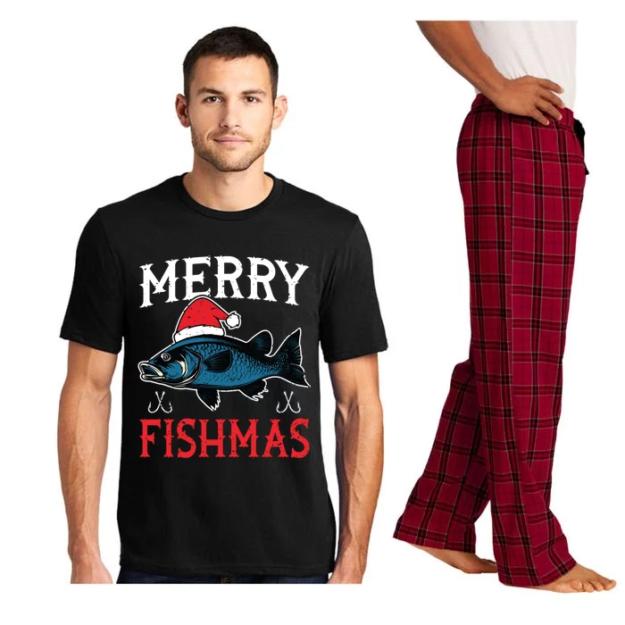 Merry Fishmas Sweater Santa Claus Fishing Christmas Blue Gift Pajama Set