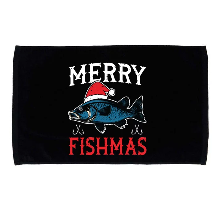 Merry Fishmas Sweater Santa Claus Fishing Christmas Blue Gift Microfiber Hand Towel