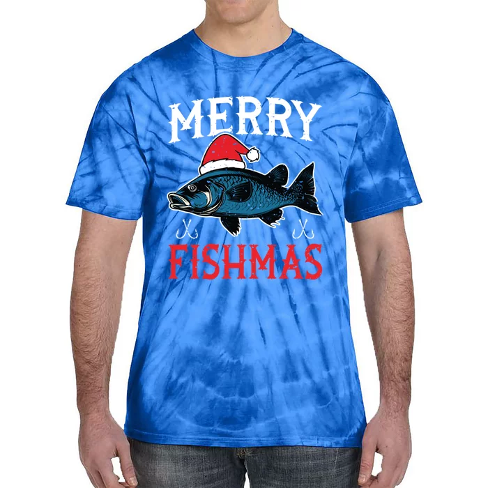 Merry Fishmas Sweater Santa Claus Fishing Christmas Blue Gift Tie-Dye T-Shirt