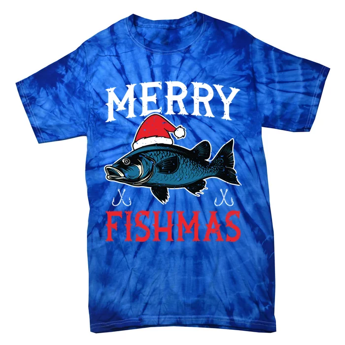 Merry Fishmas Sweater Santa Claus Fishing Christmas Blue Gift Tie-Dye T-Shirt