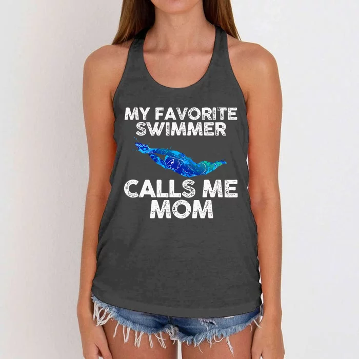 My Favorite Swimmer Calls Me Mom Women's Knotted Racerback Tank