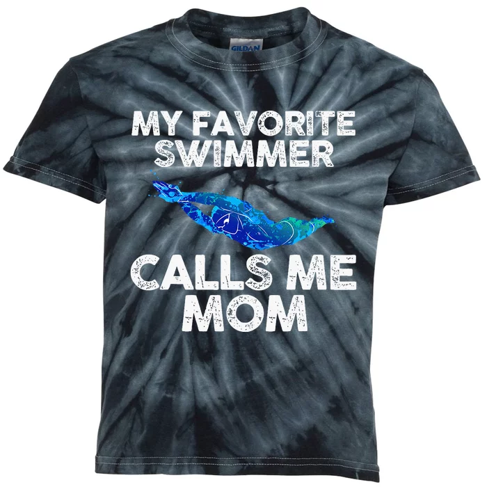 My Favorite Swimmer Calls Me Mom Kids Tie-Dye T-Shirt