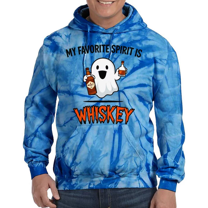 My Favorite Spirit Is Whiskey Funny Halloween Ghost Drinking Tie Dye Hoodie