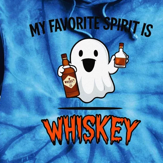 My Favorite Spirit Is Whiskey Funny Halloween Ghost Drinking Tie Dye Hoodie