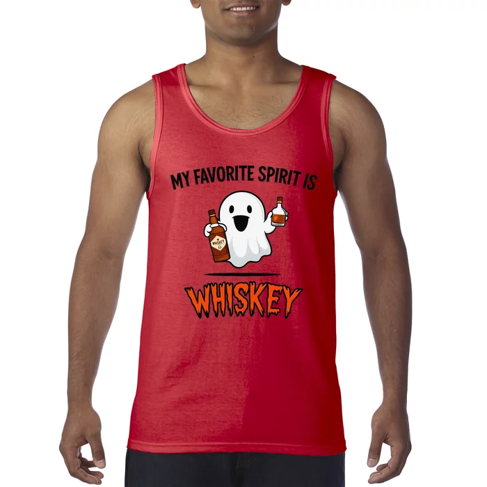 My Favorite Spirit Is Whiskey Funny Halloween Ghost Drinking Tank Top