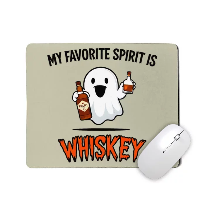 My Favorite Spirit Is Whiskey Funny Halloween Ghost Drinking Mousepad