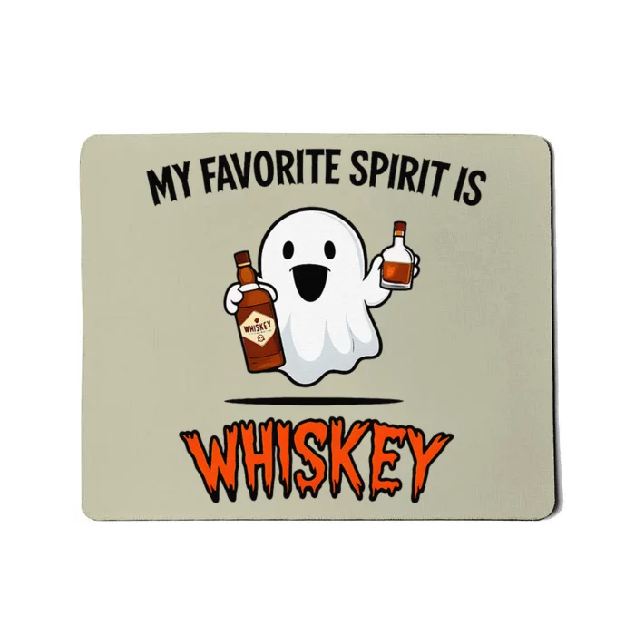 My Favorite Spirit Is Whiskey Funny Halloween Ghost Drinking Mousepad