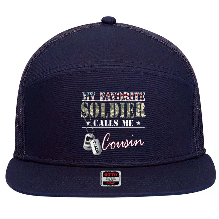 My Favorite Soldier Calls Me Cousin Military Family Costume 7 Panel Mesh Trucker Snapback Hat