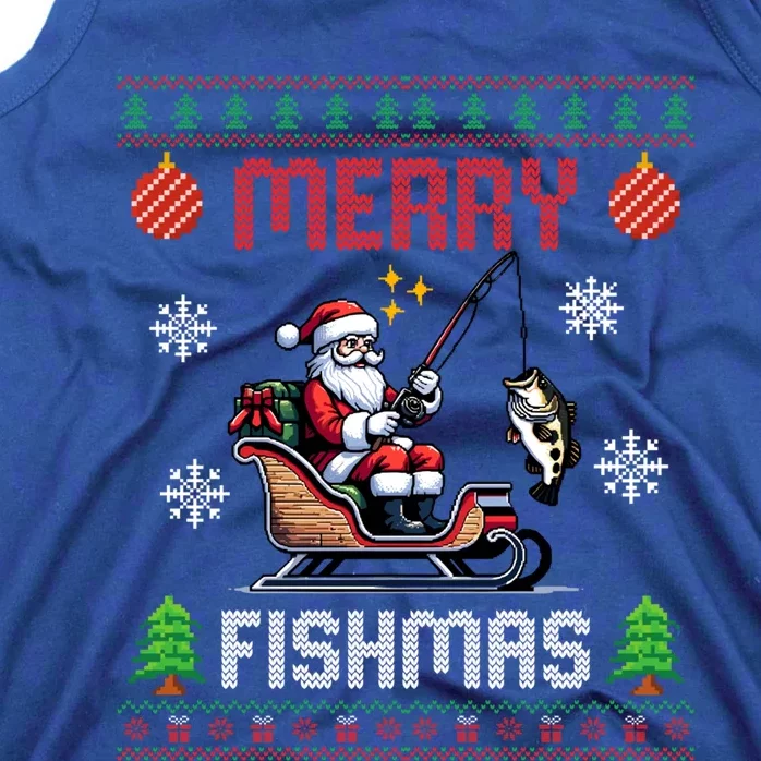 Merry Fishmas Santa Fishing Christmas Ugly Christmas Pajama Meaningful Gift Tank Top