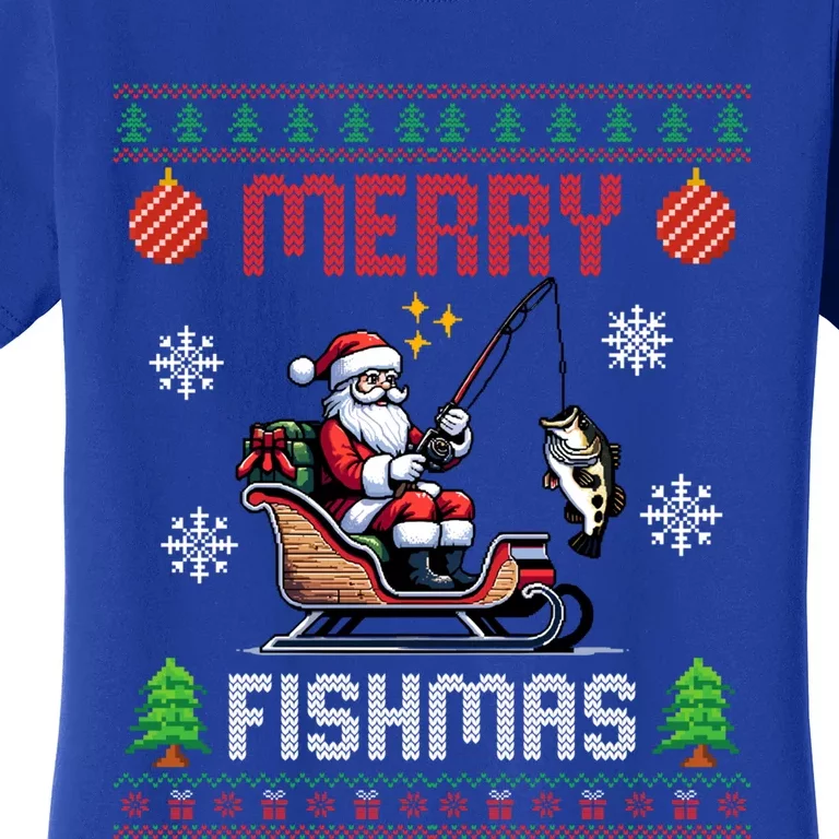 Merry Fishmas Santa Fishing Christmas Ugly Christmas Pajama Meaningful Gift Women's T-Shirt