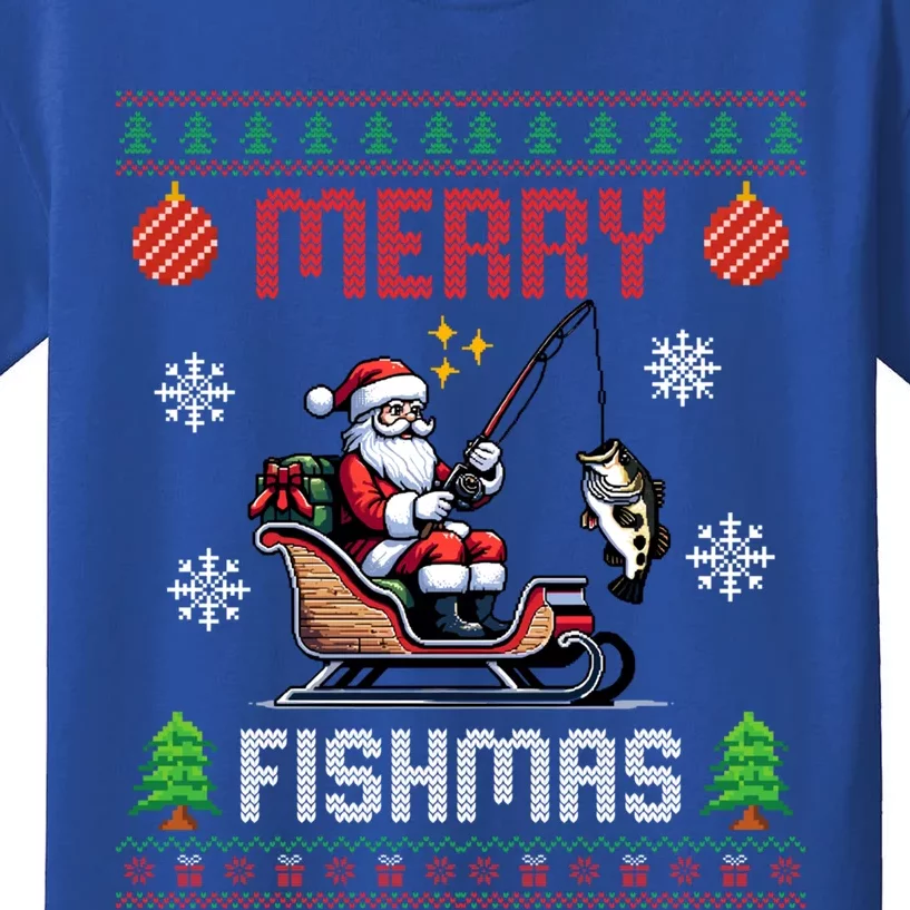 Merry Fishmas Santa Fishing Christmas Ugly Christmas Pajama Meaningful Gift Kids T-Shirt