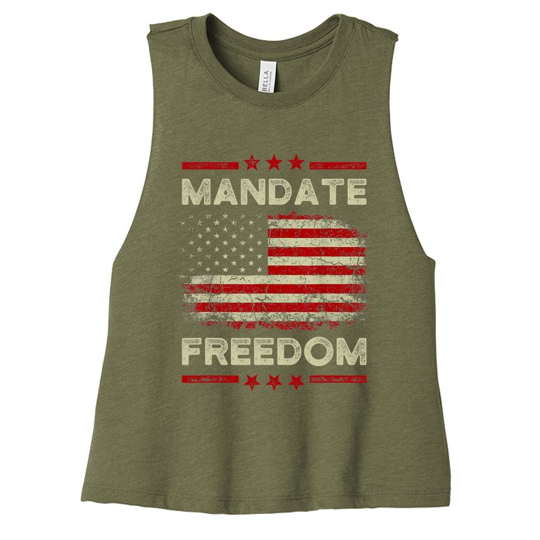 Mandate Freedom Shirt American Flag Support Medical Freedom Women’s Racerback Cropped Tank