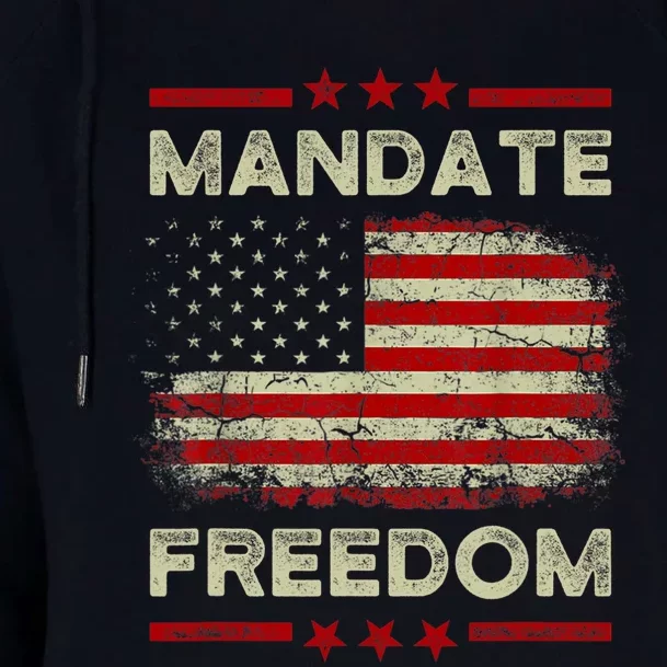 Mandate Freedom Shirt American Flag Support Medical Freedom Womens Funnel Neck Pullover Hood