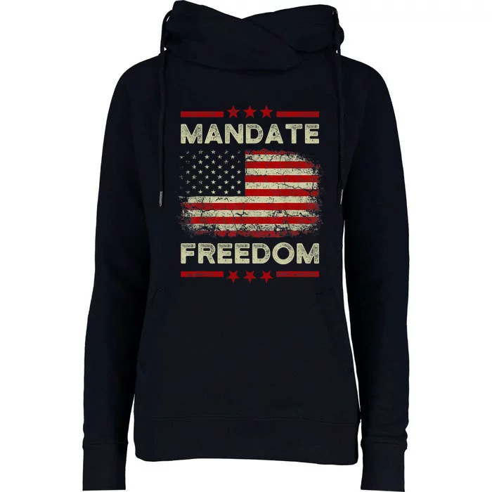 Mandate Freedom Shirt American Flag Support Medical Freedom Womens Funnel Neck Pullover Hood