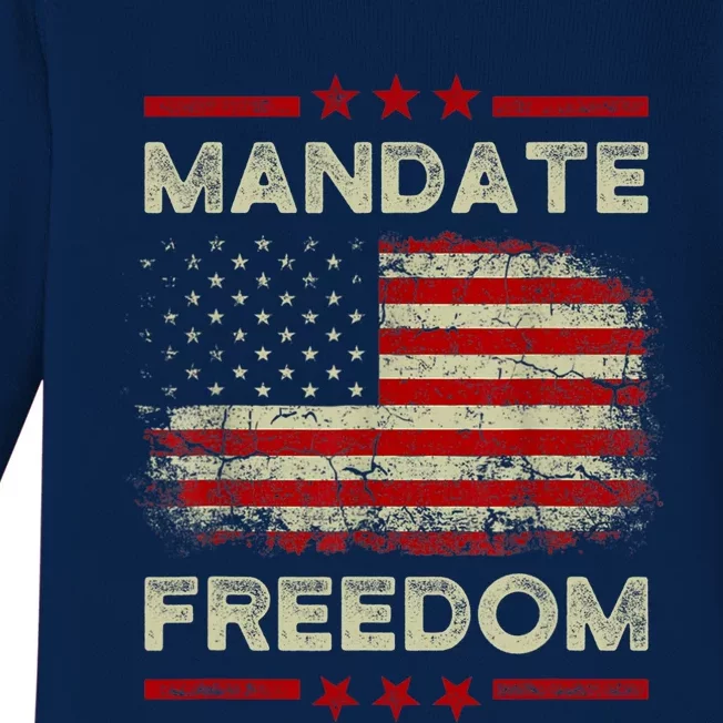 Mandate Freedom Shirt American Flag Support Medical Freedom Baby Long Sleeve Bodysuit